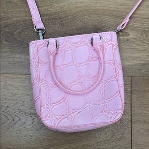 Pink Croc-Embossed Women's Bag
